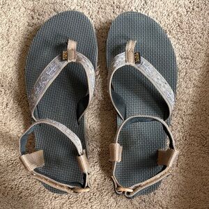 Teva Blue and Tan Strappy Sandals
